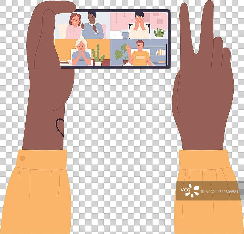 手持手机进行视频会议图片素材