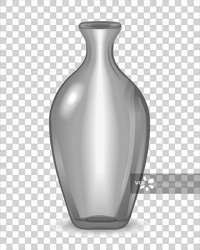 现代透明玻璃花瓶，孤立在白色背景上图片素材