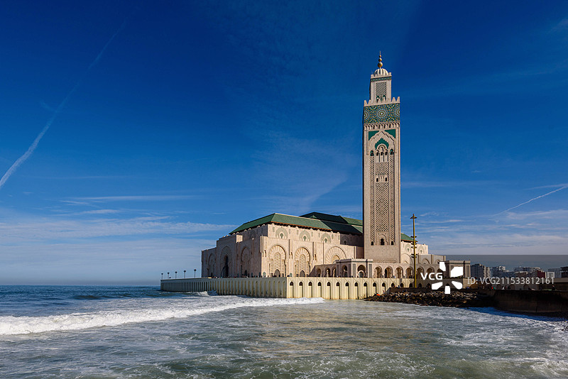 摩洛哥卡萨布兰卡的哈桑二世清真寺外景图片素材