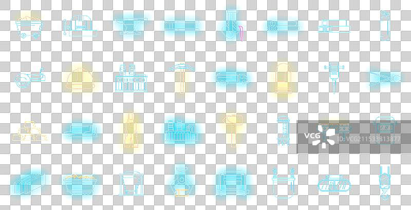 冶金行业图标集霓虹灯风格图片素材