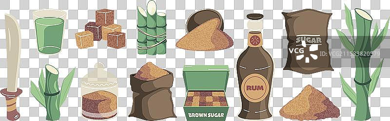 卡通棕色甘蔗糖有机甜味剂图片素材