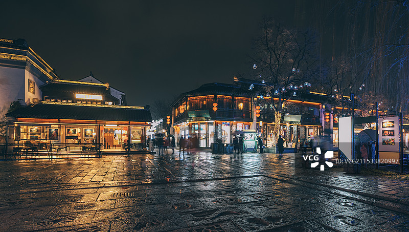 南京老门东街头夜景图片素材