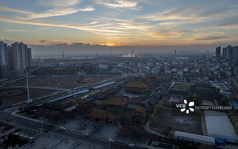 天津滨海新区潮音寺航拍图片素材