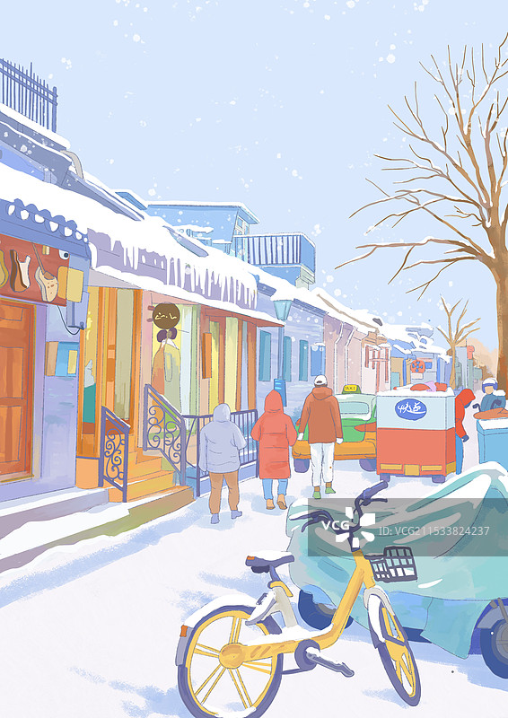 下雪的街道图片素材