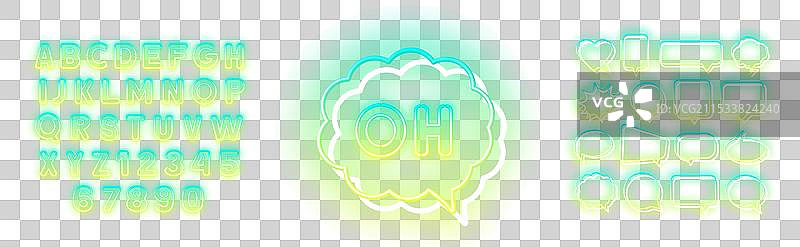 绿色黄色渐变荧光霓虹字母图片素材