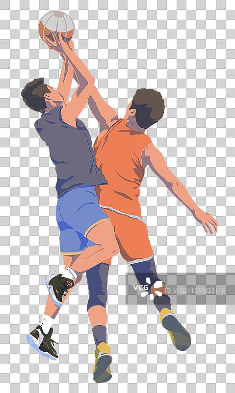 打篮球的两人图片素材