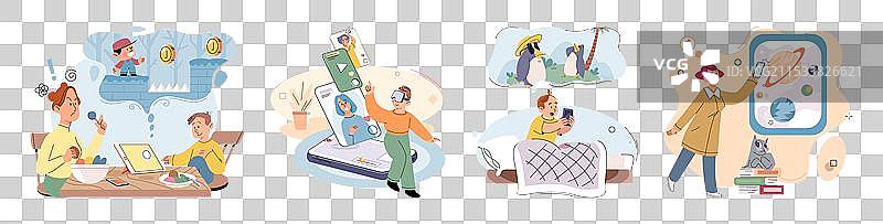 孩子与平板电脑之间的交流图片素材