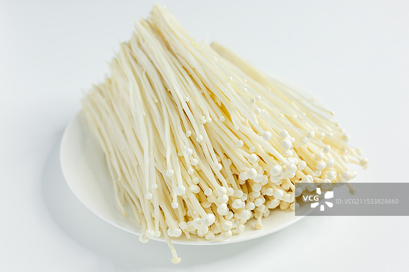 金针蘑菇 美食材 白色底背景 免抠静物特写图片素材