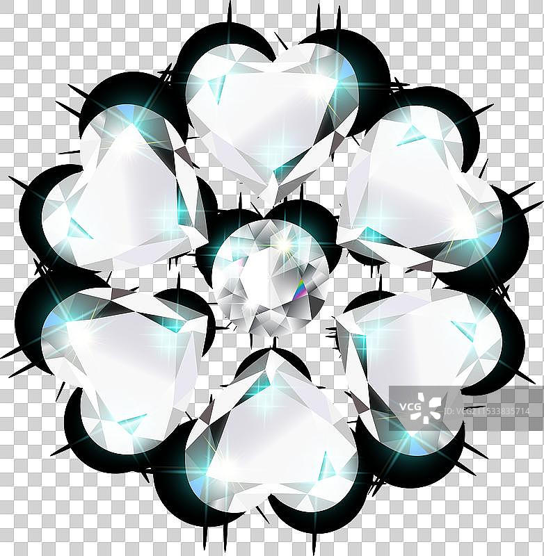 由明亮钻石制成的逼真花朵图片素材