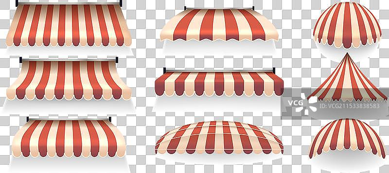 优雅的条纹商店遮阳篷套装 3D 帐篷图片素材