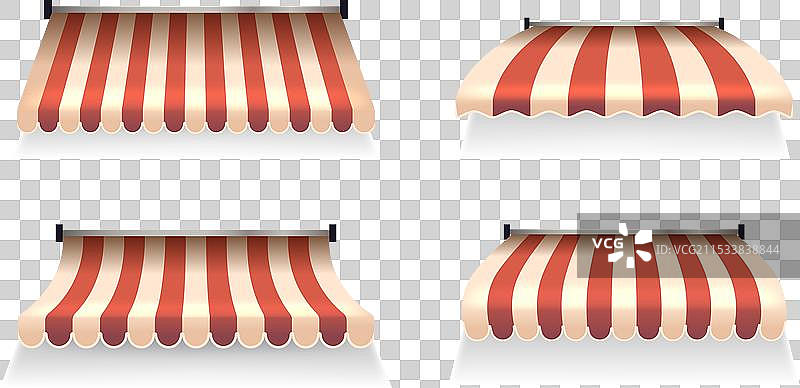 逼真的3D条纹商店遮阳篷套装图片素材