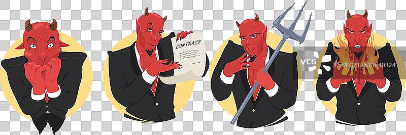 孤立的红色恶魔山羊恐怖卡通角色图片素材