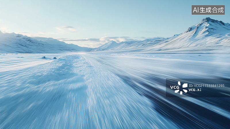 【AI数字艺术】冰川路面长曝光速度感背景图片素材