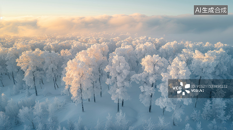 【AI数字艺术】冬季树林雾凇景观图片素材