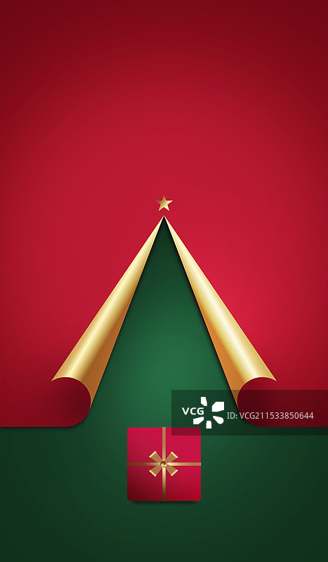 圣诞树剪纸造型和礼盒图片素材