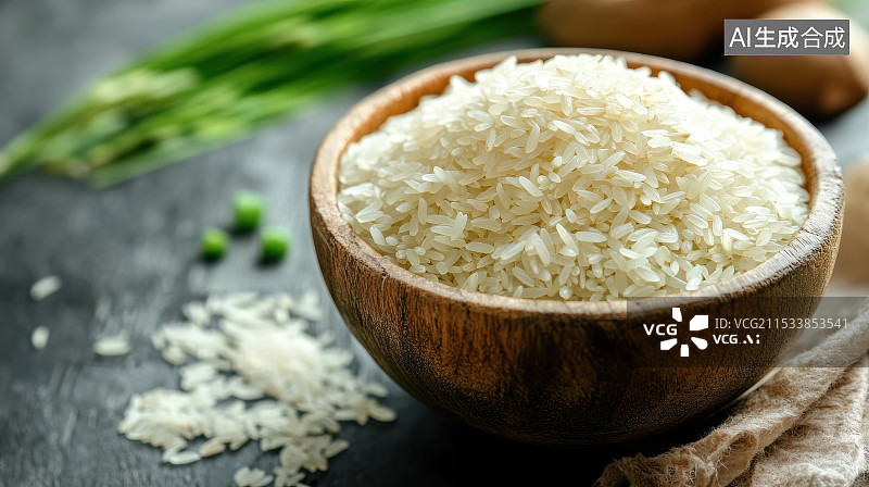 【AI数字艺术】桌上碗里的大米特写镜头图片素材