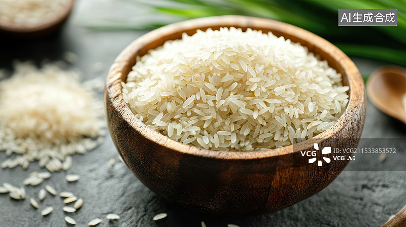 【AI数字艺术】桌上碗里的大米特写镜头图片素材