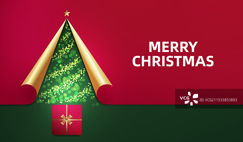 圣诞树剪纸造型海报图片素材