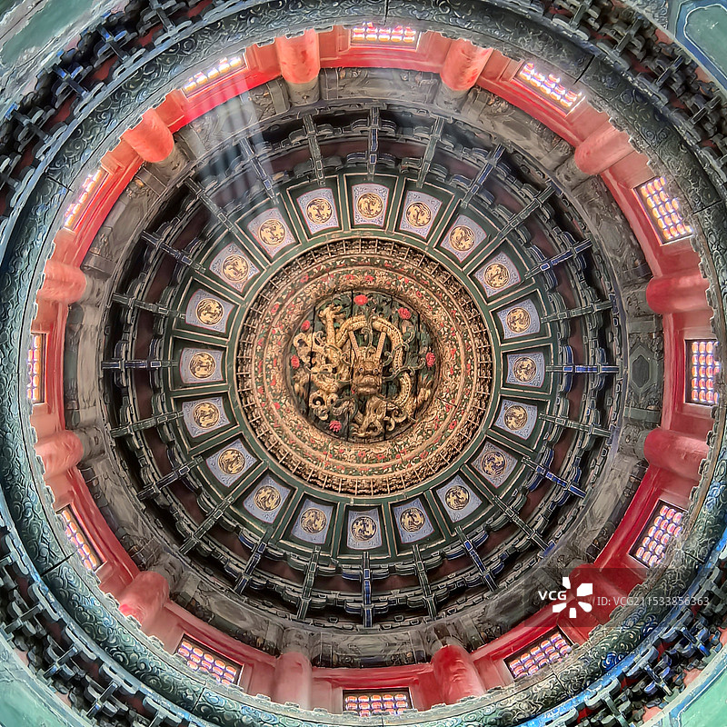 故宫御花园千秋亭藻井图片素材