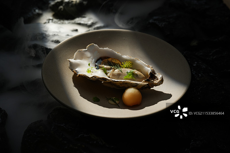 生蚝暗色系西餐高级感 暗调背景图片素材