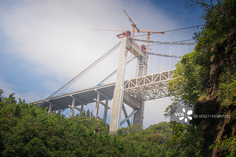 在建的斜拉桥图片素材