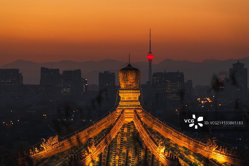 景山公园下的北京中轴线图片素材