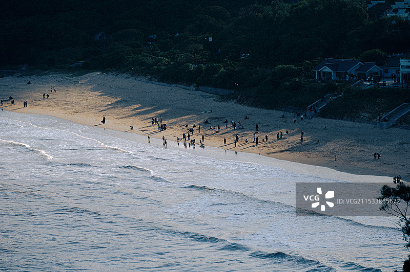 舟山普陀山不仅有南海观音大佛还有美丽的千步沙沙滩图片素材