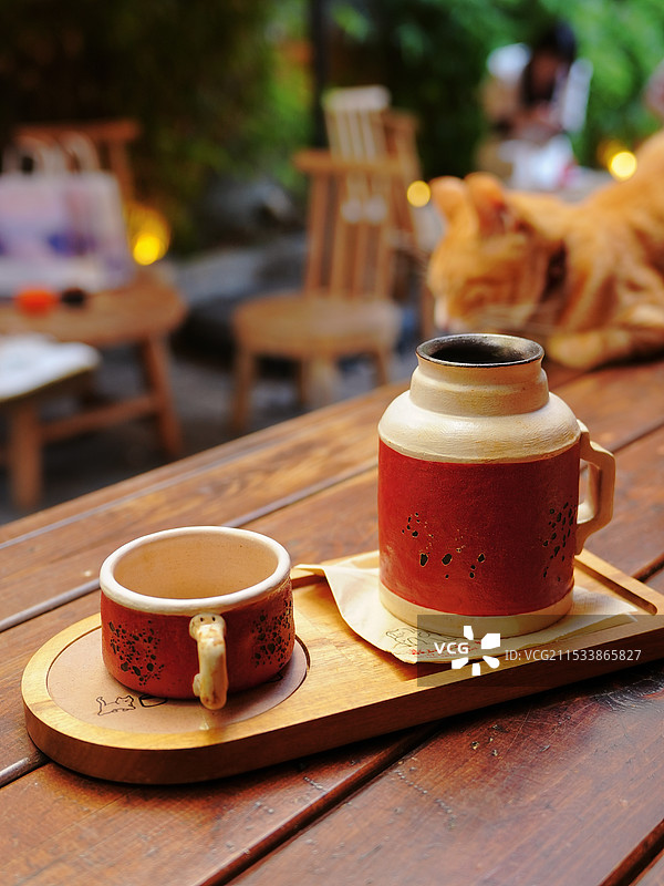 桌上咖啡的特写镜头图片素材