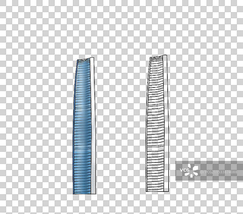 武汉绿地中心大楼建筑线稿形象免抠元素图片素材