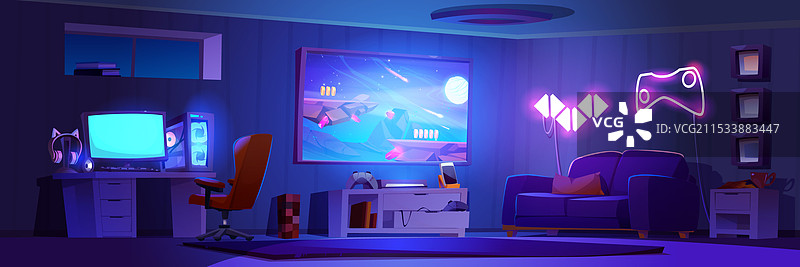 游戏和直播的房间内部布置图片素材