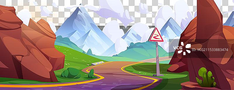 山谷中的弯曲道路图片素材