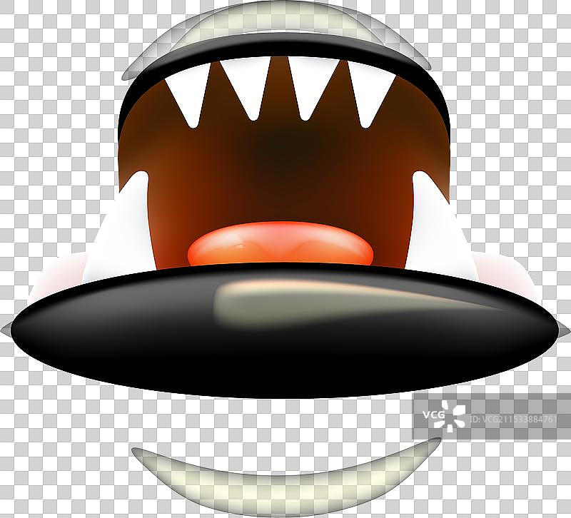 卡通张嘴露出獠牙的形象，背景为透明。图片素材