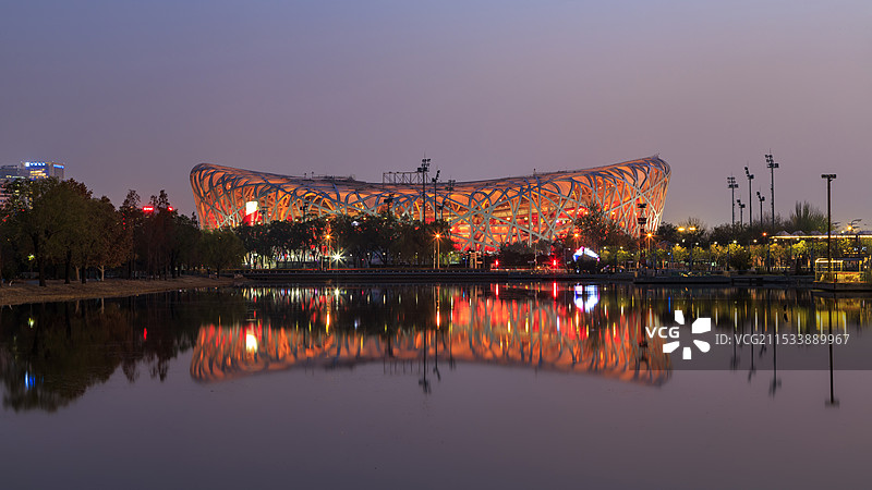国家体育场鸟巢夜景图片素材