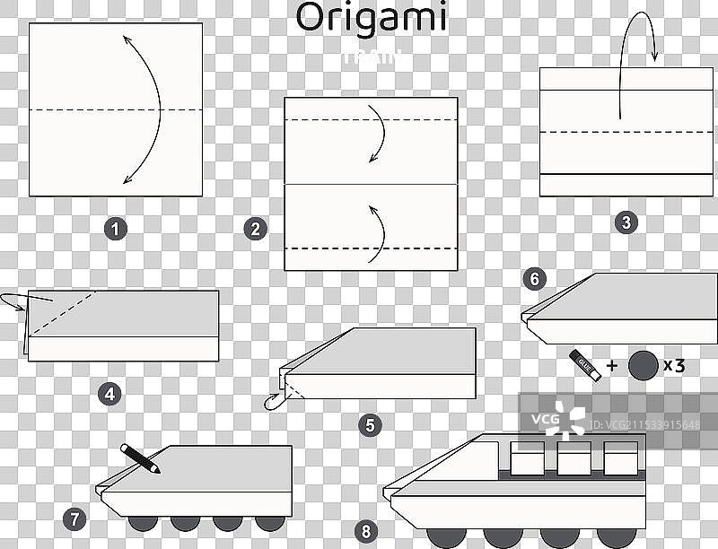 儿童折纸教程：可爱的折纸火车图片素材
