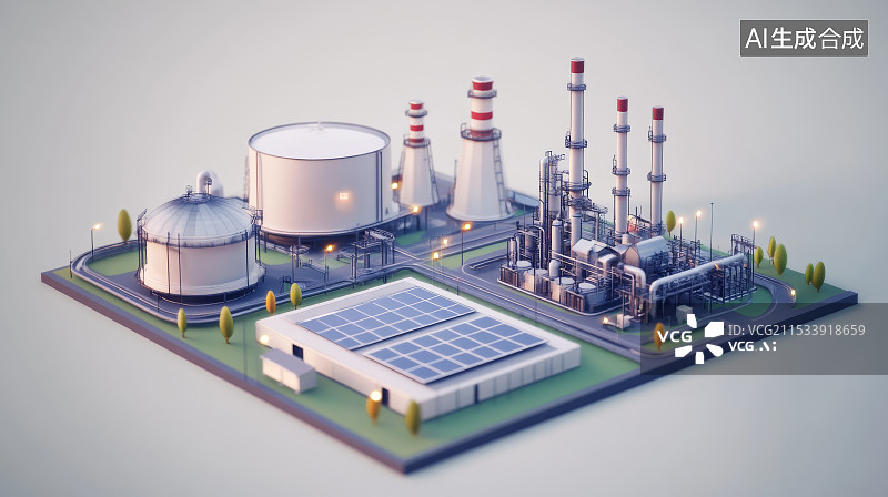 【AI数字艺术】未来科技能源，背景，光，工厂，芯片图片素材