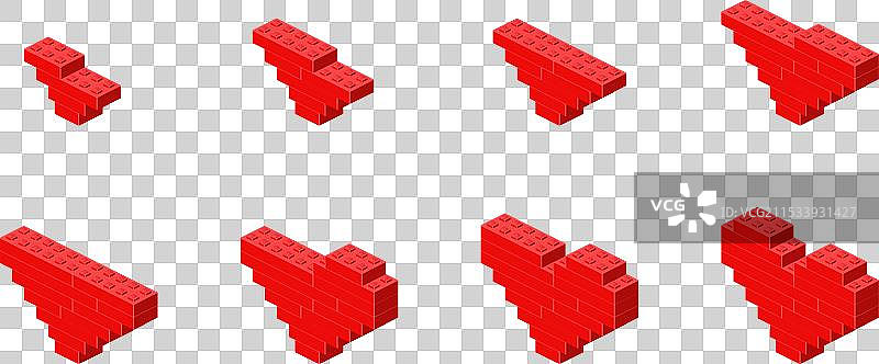 逐步构建一个红色心形图案图片素材