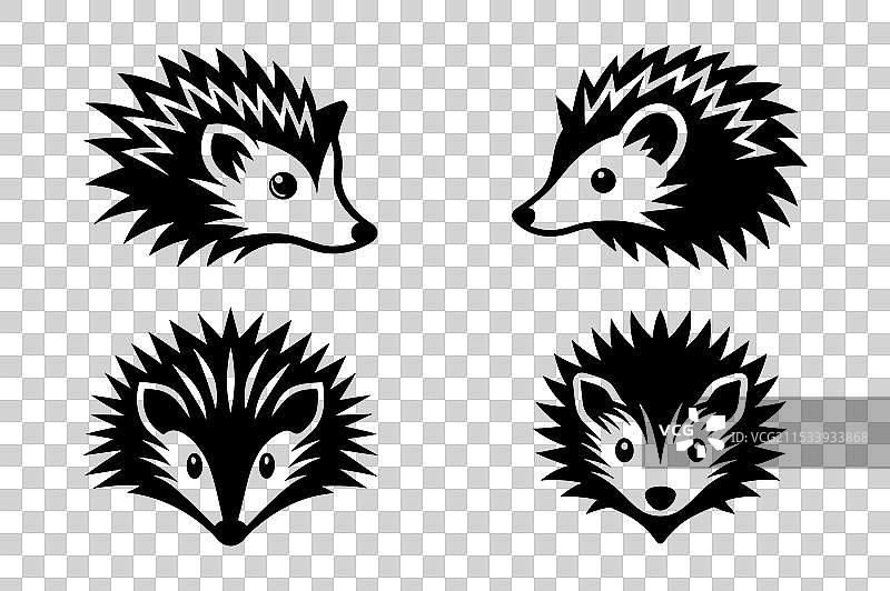 粗体刺猬头部标志集合图片素材