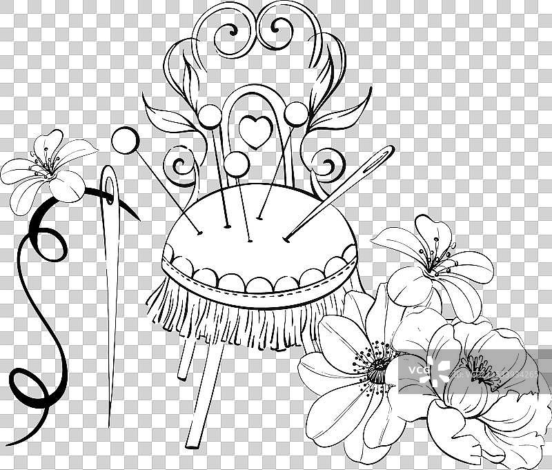 复古针垫缝纫工具手工爱好图片素材