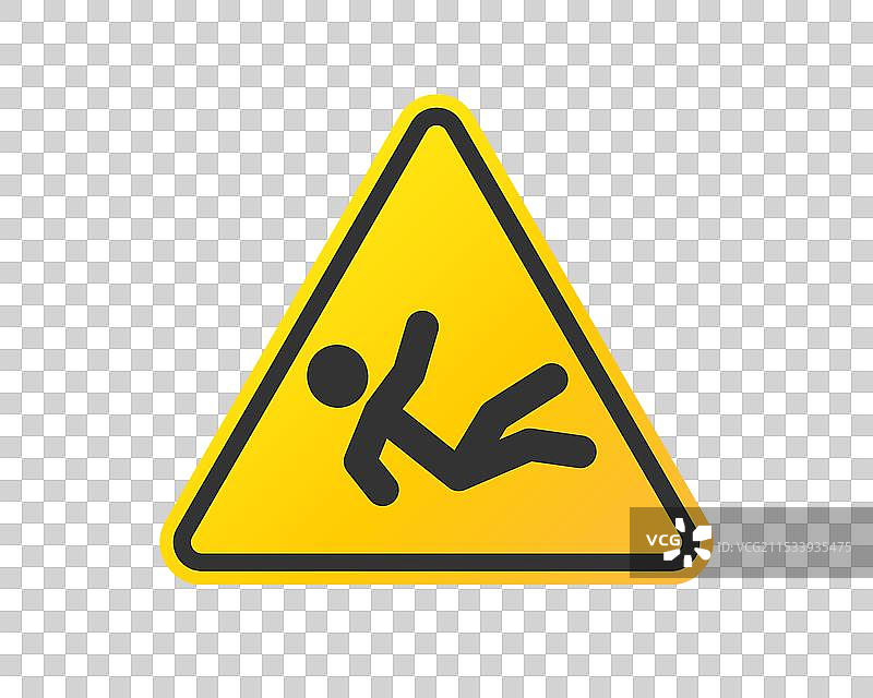跌倒危险图标符号 脚下滑倒警告标志图片素材
