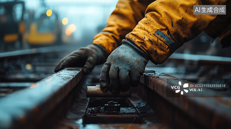 【AI数字艺术】铁路工人维护轨道图片素材
