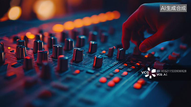 【AI数字艺术】调音师调节音效控制台图片素材