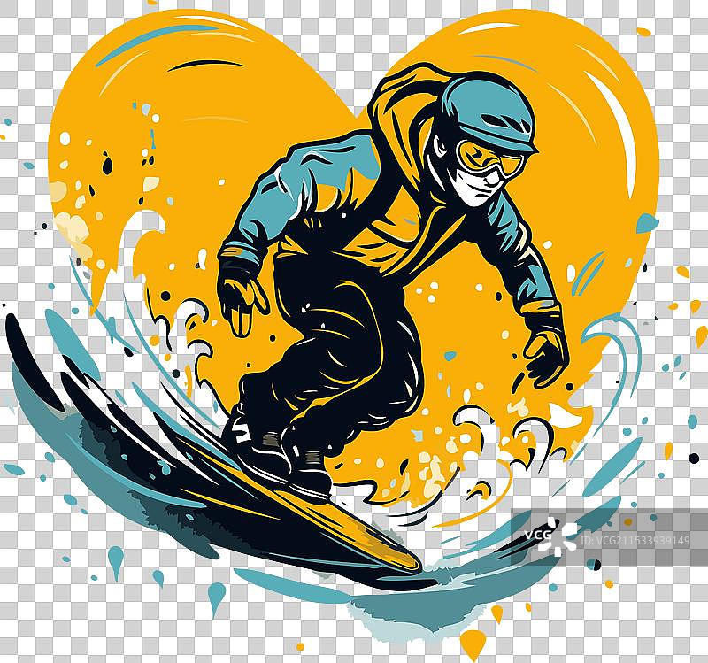 心形的滑雪者图片素材