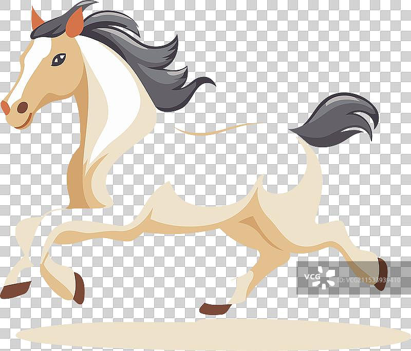 白马在白色背景上奔跑的卡通形象图片素材
