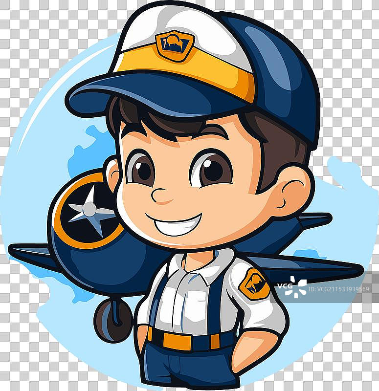 可爱的小男孩飞行员卡通吉祥物角色图片素材