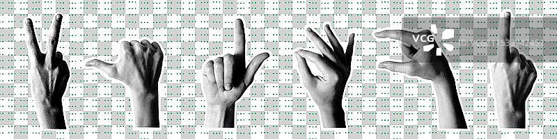 复古手部波普艺术图形漫画贴纸图片素材