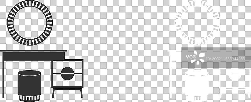 黑白家具图标的梳妆台图片素材