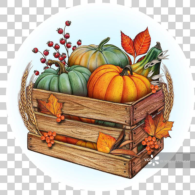 水彩手绘秋季作品图片素材