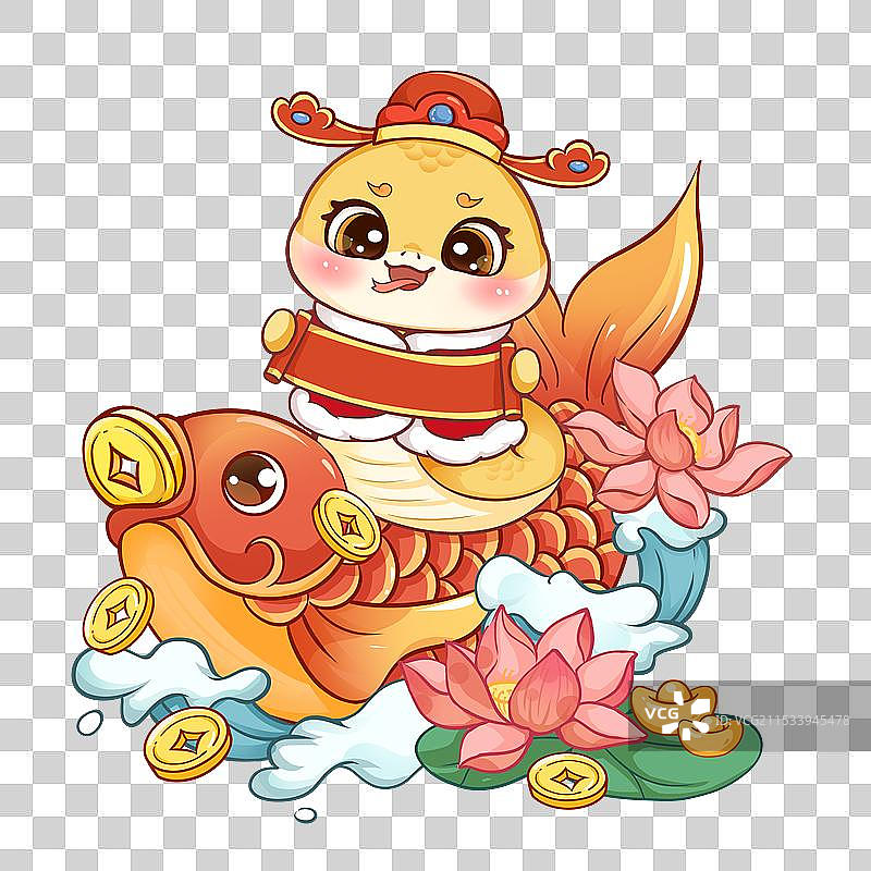 蛇年新年过年春节卡通可爱小蛇喜庆插画图片素材