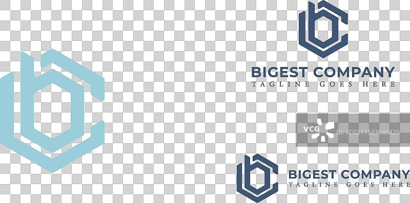 蓝色抽象字母BC或CB标志图片素材