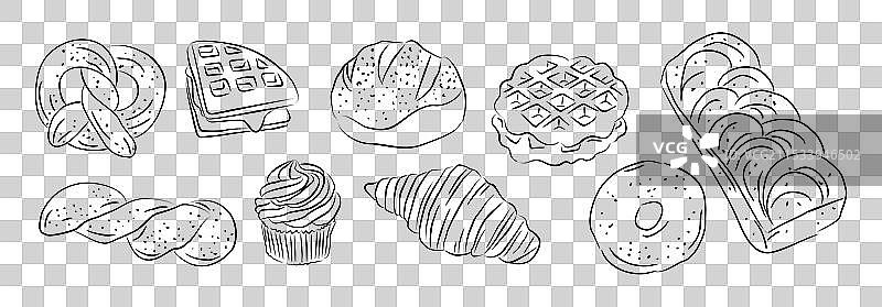 自制面包和各种烘焙产品的组合图片素材